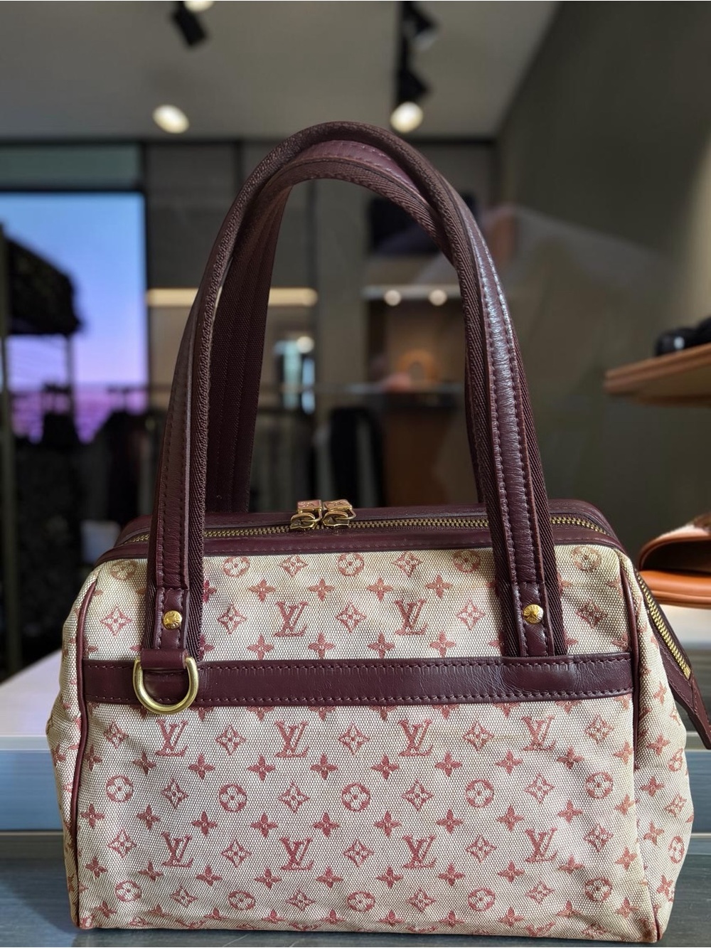 Louis Vuitton Monogram Mini Lin Josephine PM handbag in Burgundy